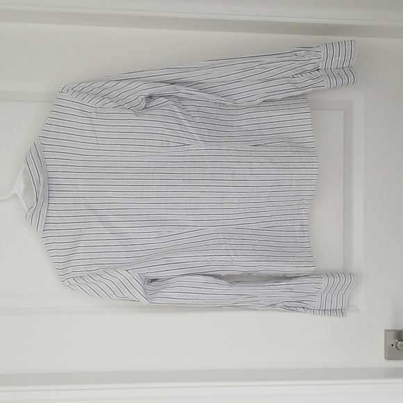 Striped White Collared Button Down Blouse - Picture 2 of 7
